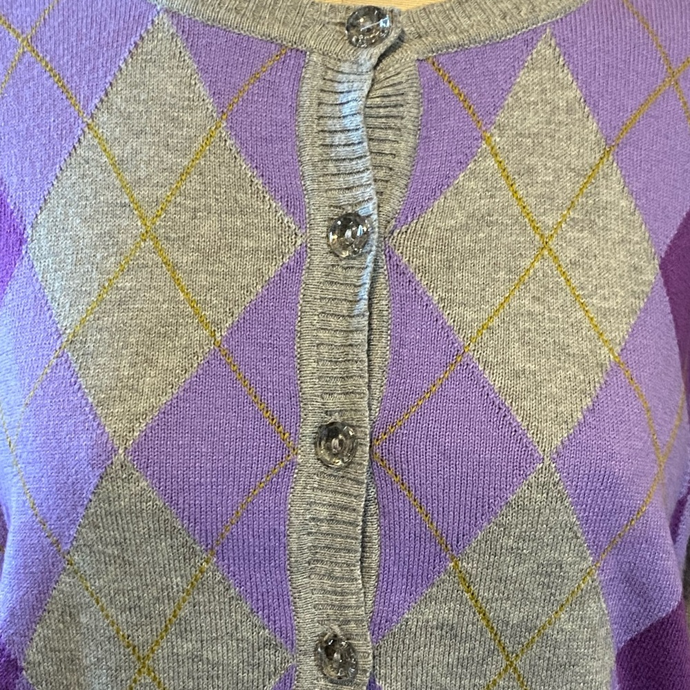 New York & Company Argyle Cardigan Sweater Y2K Size Medium